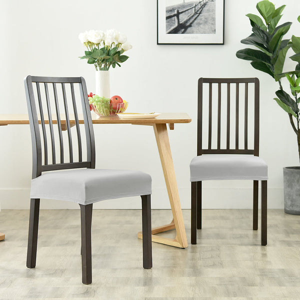 Dining Chair Velvet Seat Covers - Light Grey