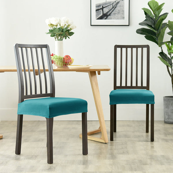 Dining Chair Velvet Seat Covers - Aqua Green