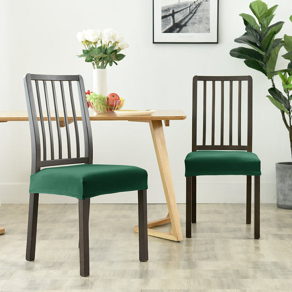 Dining Chair Velvet Seat Covers - Dark Green