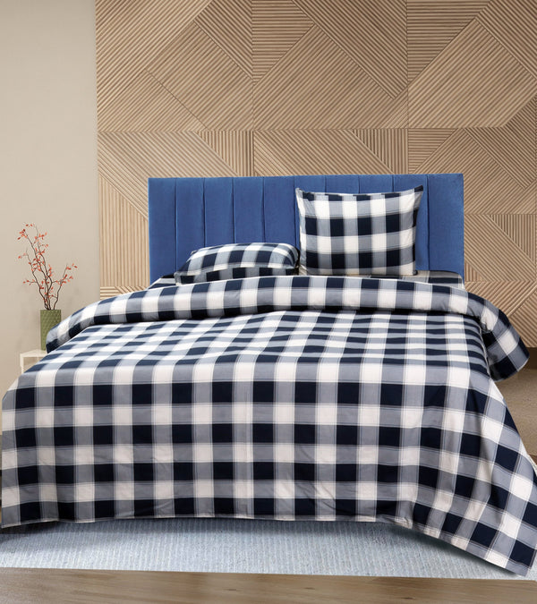 4 Pillows Cotton Bed Sheet - Checks