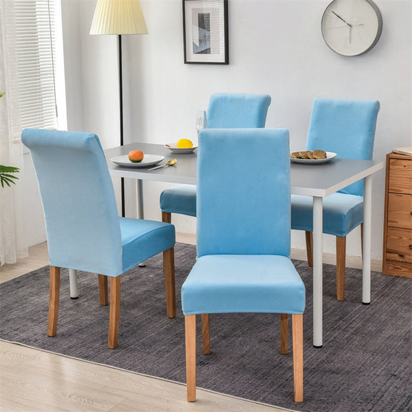 Suede Velvet Chair Covers - Aqua Blue