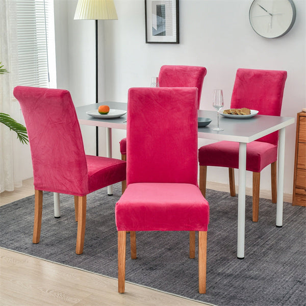 Suede Velvet Chair Covers - Dark Pink