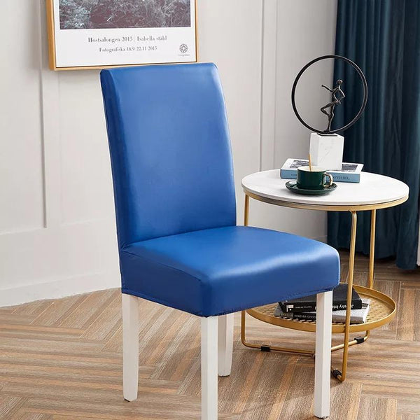 Waterproof PU Leather Dining Chair Covers - Blue