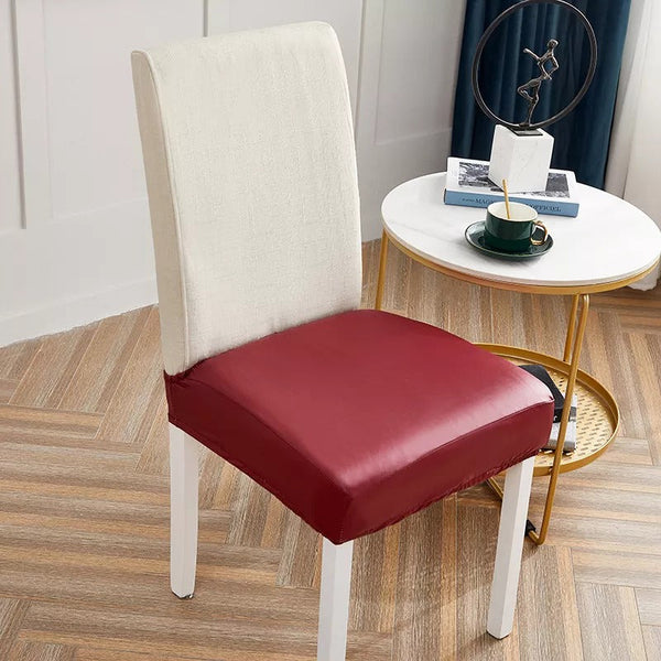 Dining Seat Waterproof PU Leather Covers - Deep Red