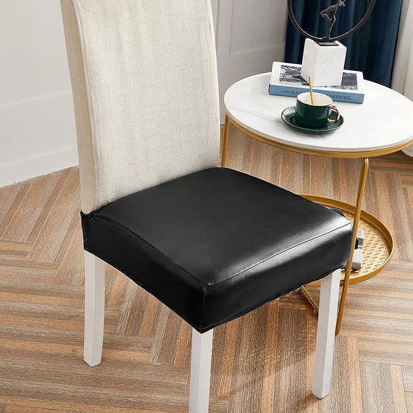 Dining Seat Waterproof PU Leather Covers - Black