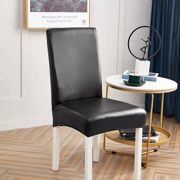Waterproof PU Leather Dining Chair Covers - Black