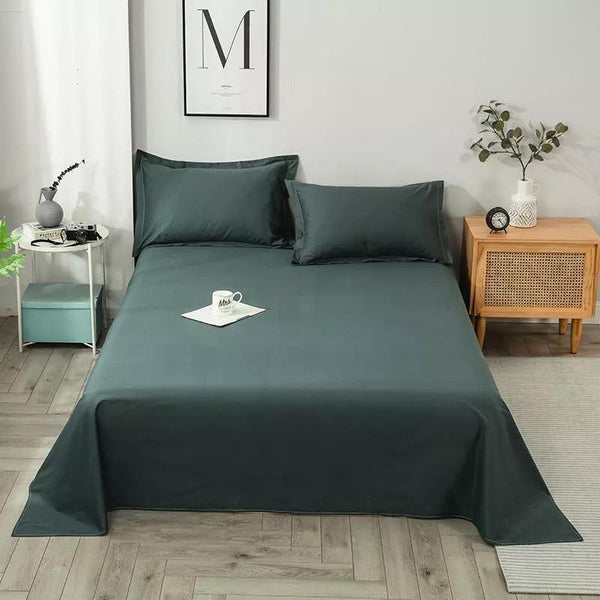 Cotton Sateen Plain Bed Sheet - Dark Green