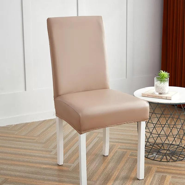 Waterproof PU Leather Dining Chair Covers - Light Brown