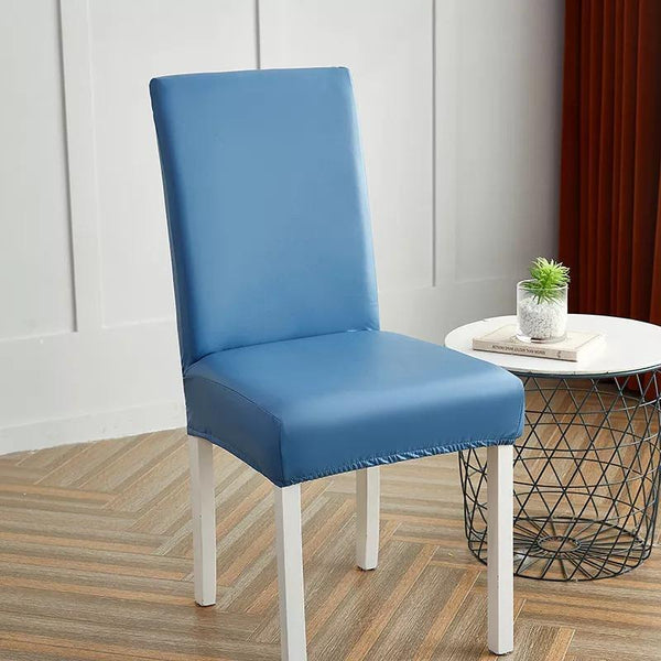 Waterproof PU Leather Dining Chair Covers - Light Blue